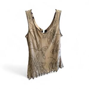 Metro Style Polyester Sequins Tank Tan Size 10p